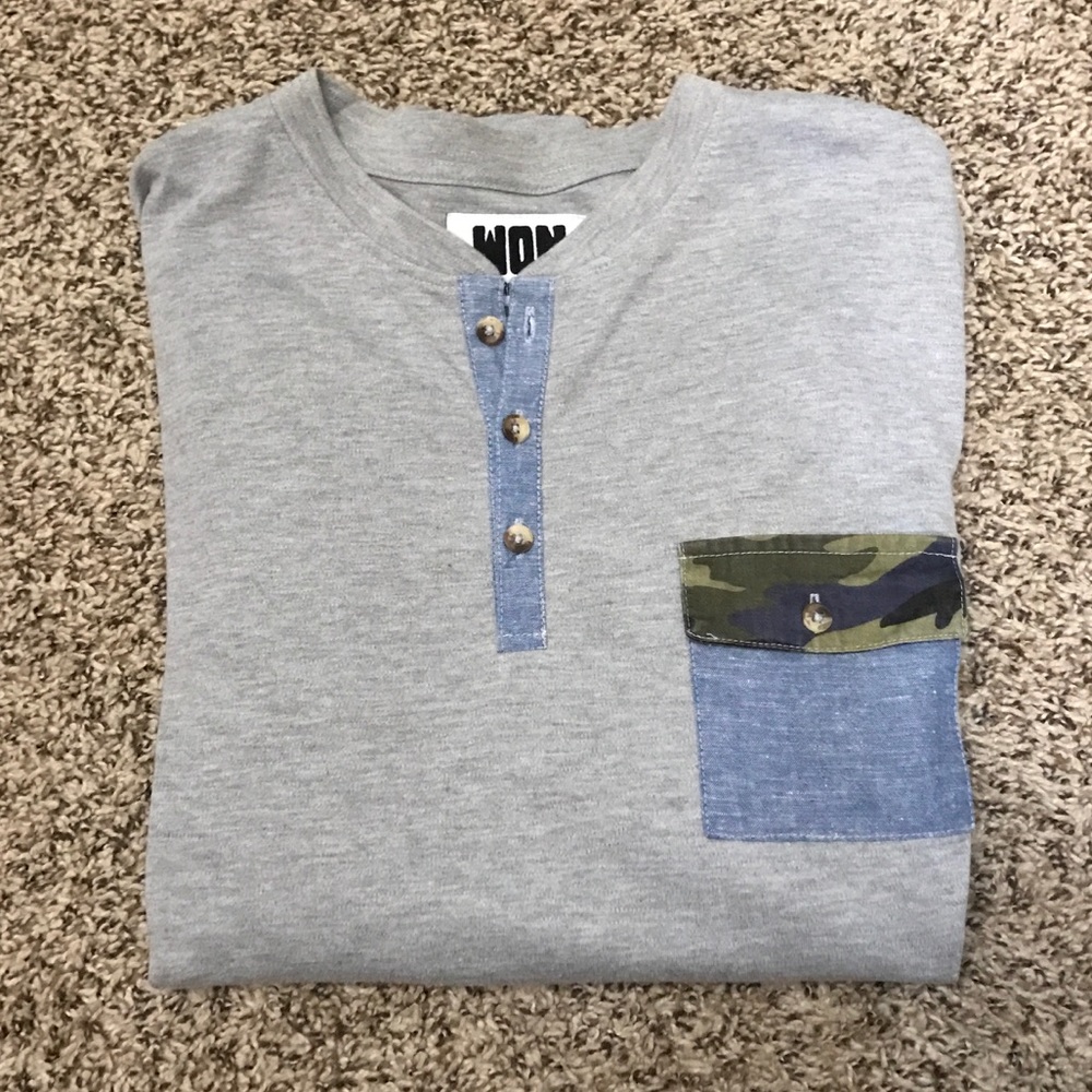 Won Woolf Originals Long Sleeve Grey pocket tee